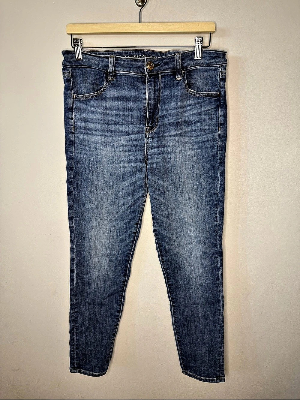 American Eagle Super Stretch Skinny Jeans Blue Waist 14 Short
